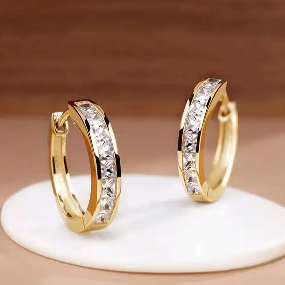 Chic Gold & Crystal Hoop Earrings