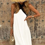 Cross-Back Elegant Dress with Contrasting Colors