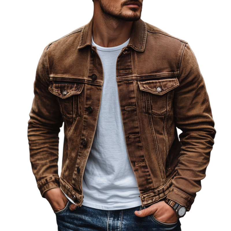 Aston™ | Men's Vintage Plain Denim Jacket with Casual Look