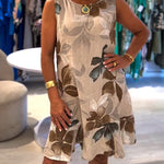 Sleeveless Round Neck Printed Dress