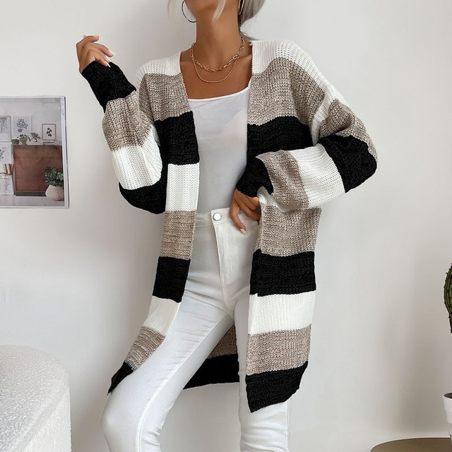 Patchwork Knitted Long Sweater