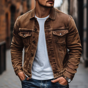 Aston™ | Men's Vintage Plain Denim Jacket with Casual Look