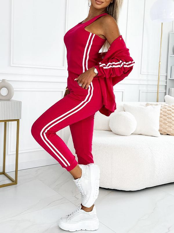 Women's Three-Piece Set with Baseball Jacket & Pants