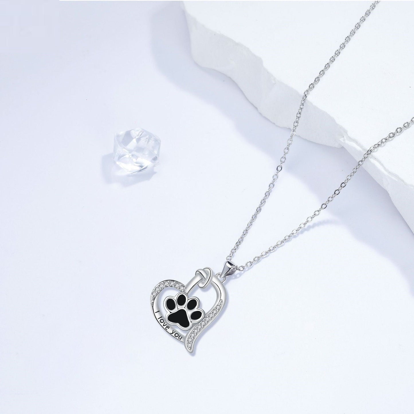 Heartfelt Paw Print Pendant Necklace