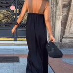 Cross-Back Elegant Dress with Contrasting Colors