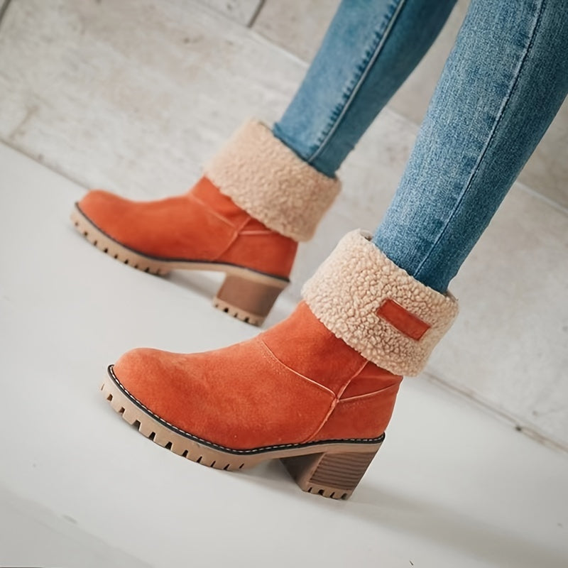 Léa | Thick Heeled Plush Lined Boots