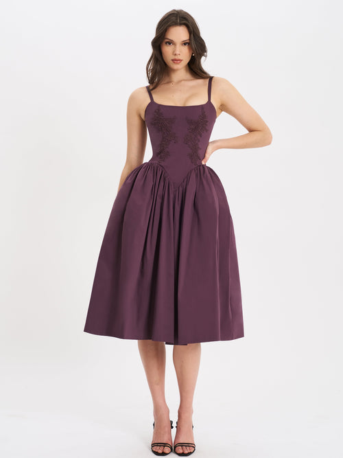 Amara Lace-up Midi Dress