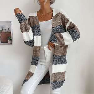 Patchwork Knitted Long Sweater