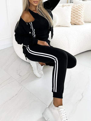 Women's Three-Piece Set with Baseball Jacket & Pants