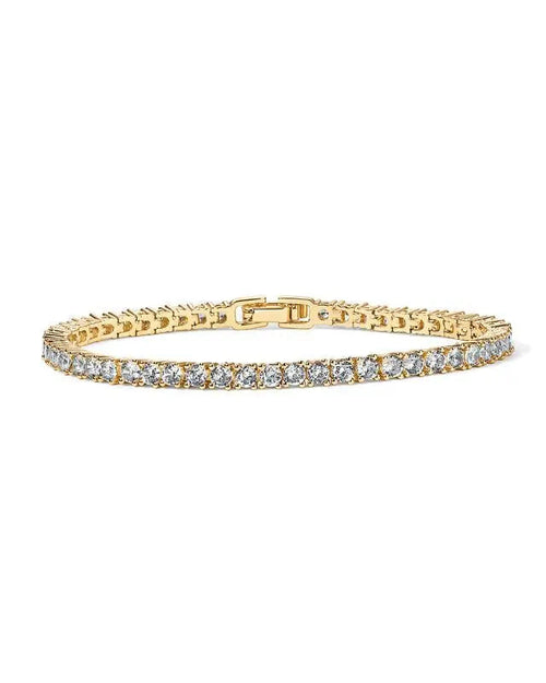 Golden Tennis Bracelet Adorned with Brilliant Crystals