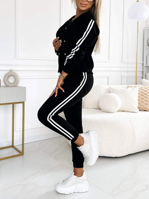 Women's Three-Piece Set with Baseball Jacket & Pants