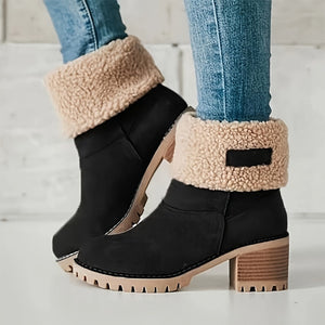 Léa | Thick Heeled Plush Lined Boots