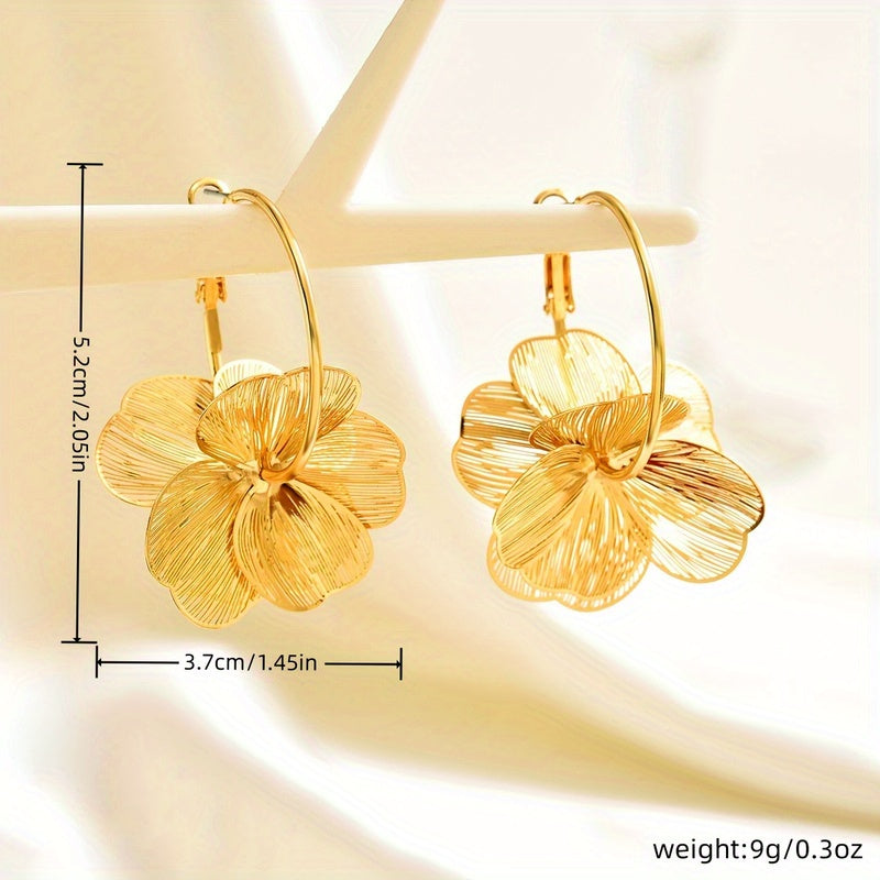 Exaggerated Gold Hollow Earrings