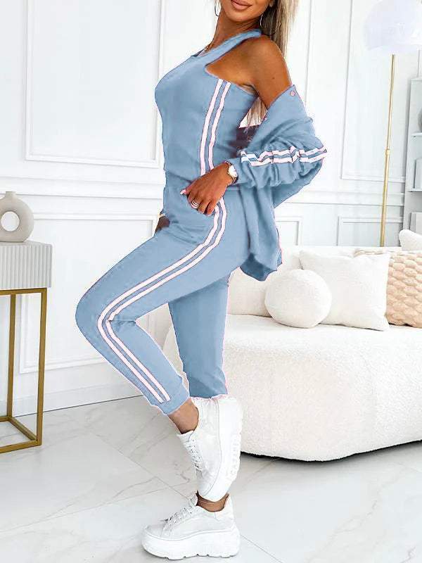 Women's Three-Piece Set with Baseball Jacket & Pants