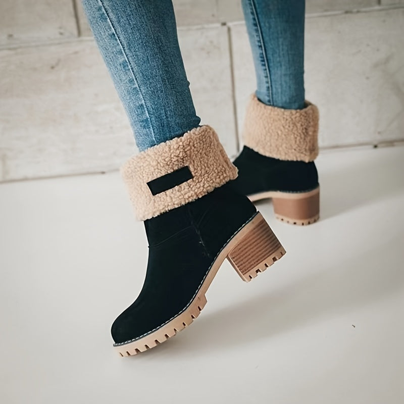 Léa | Thick Heeled Plush Lined Boots