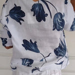 Floral Print Cotton-Linen Top