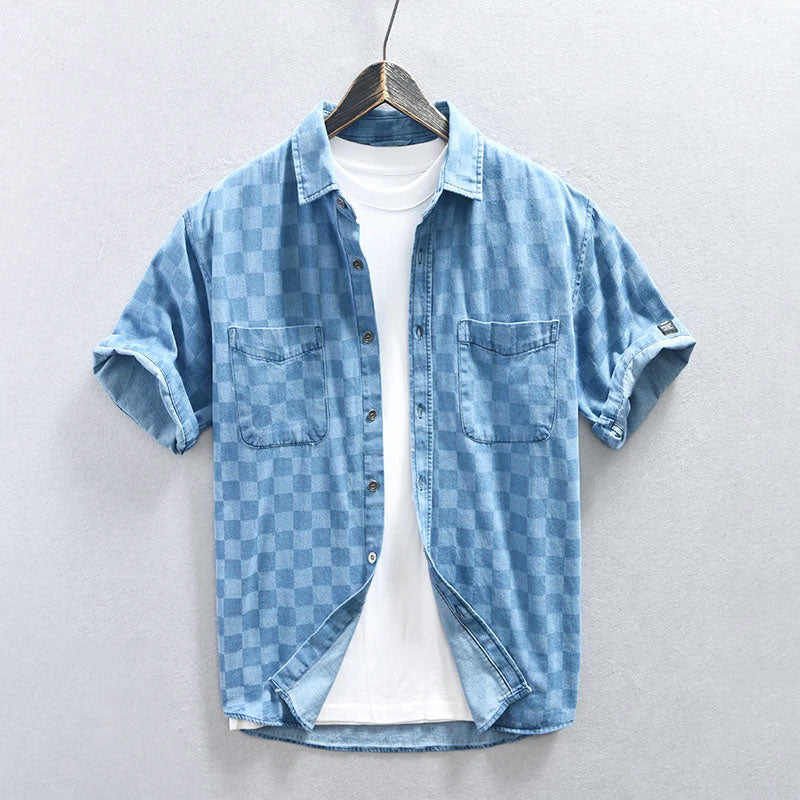 Blue Horizon Plaid Button-Up Shirt