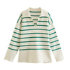 Gusaino Green Striped Sweater