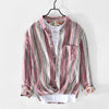 Earthy Striped 100% Linen Button-Up Shirt