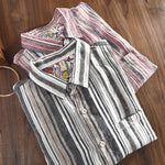 Earthy Striped 100% Linen Button-Up Shirt