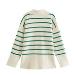 Gusaino Green Striped Sweater