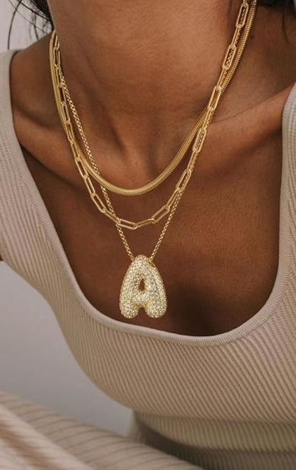 Golden letter initial necklace