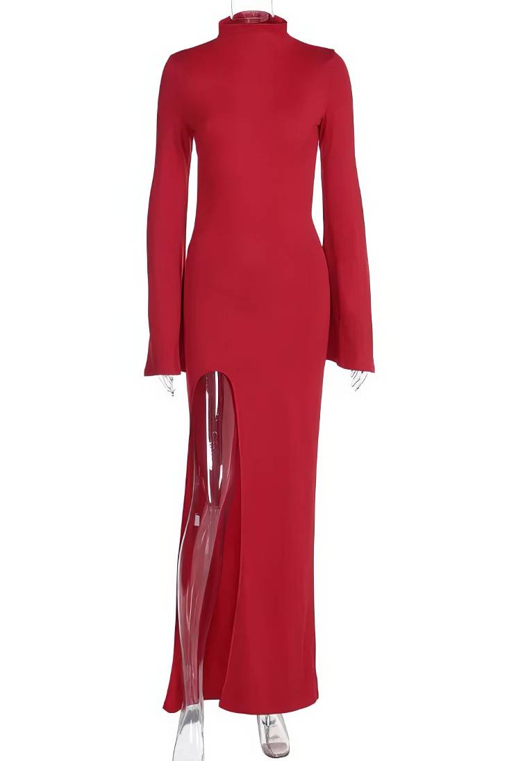 Marvela Long Red Satin Dress