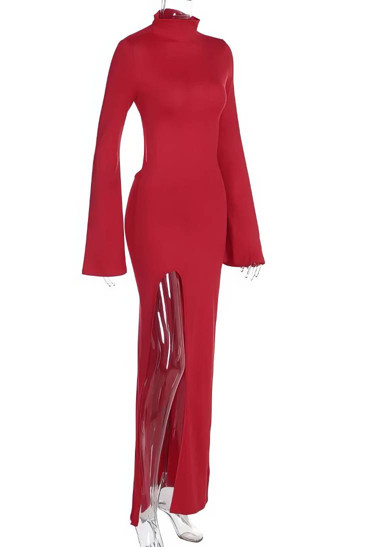 Marvela Long Red Satin Dress