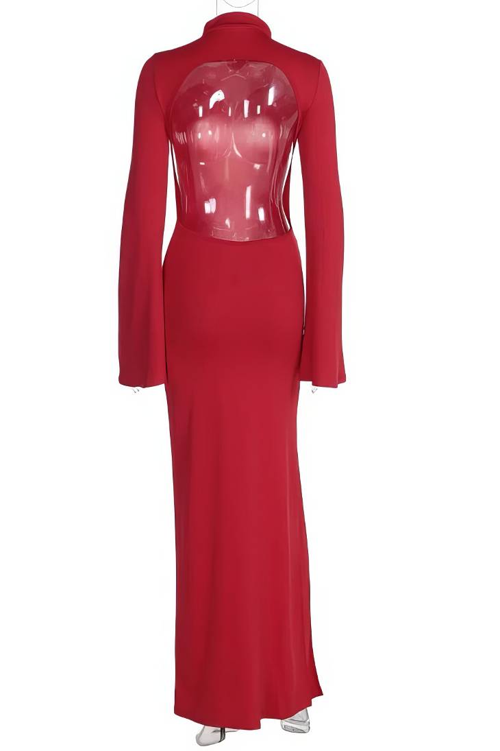 Marvela Long Red Satin Dress