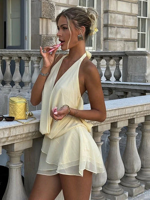 Elegant Backless Halter Mini Dress