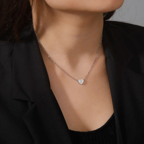 Romantic Heart Initial Choker Necklace