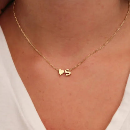 Golden Heart Initial Necklace