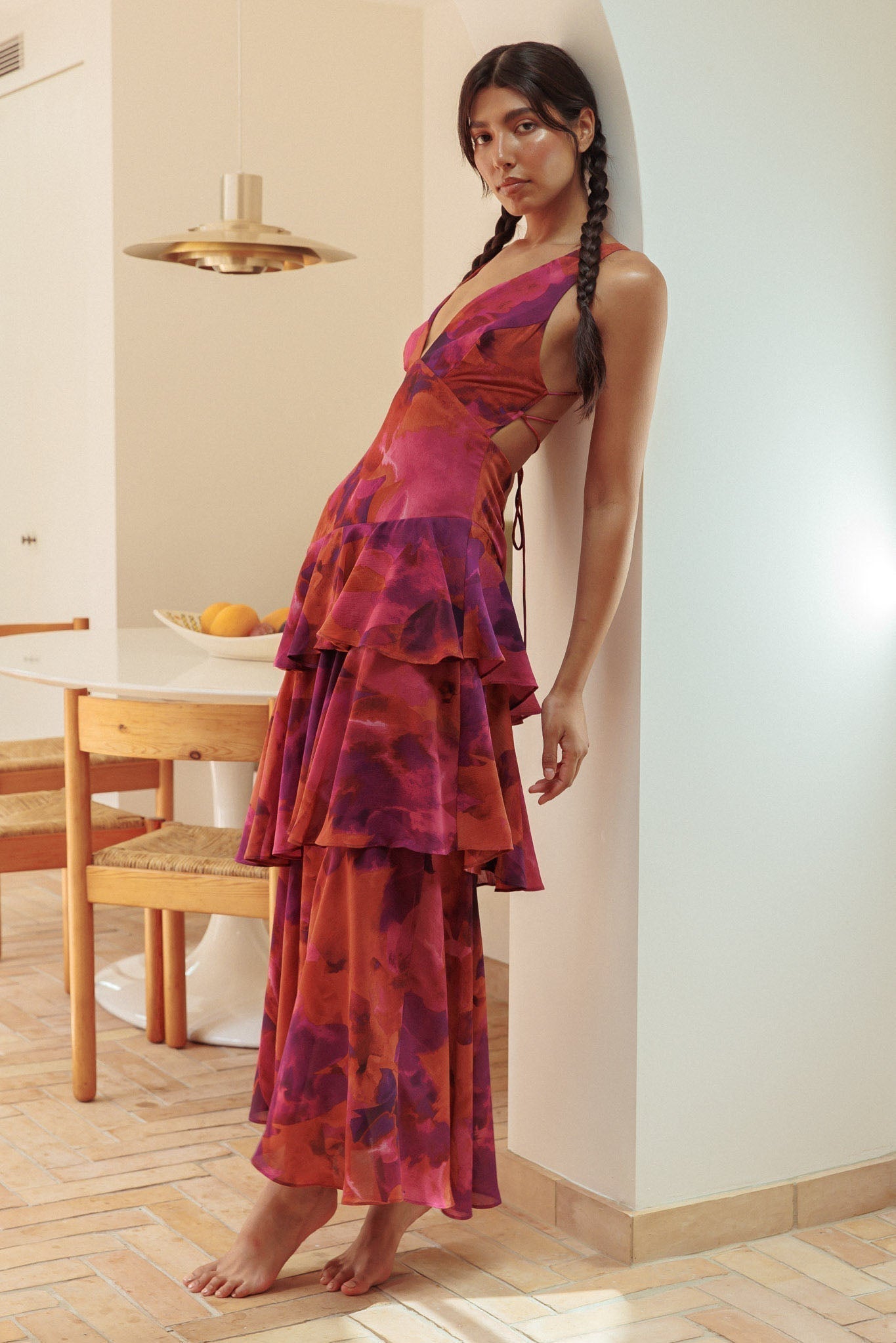 Veda Ruffle Midi Dress