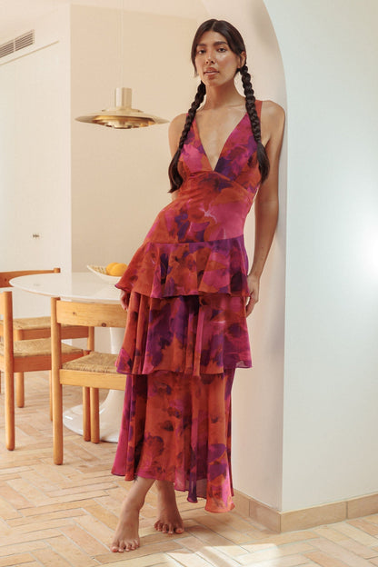 Veda Ruffle Midi Dress