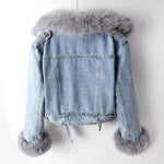 Margaux Luxe Lined Fox Fur Denim Coat