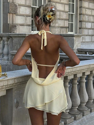 Elegant Backless Halter Mini Dress