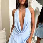 Elegant Backless Halter Mini Dress