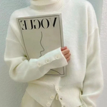 Ivory Plain Turtleneck Sweater