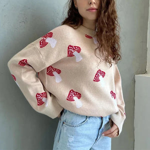 Mushroom Graphic Print Sweater