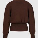 V-neck Single Button Sweater