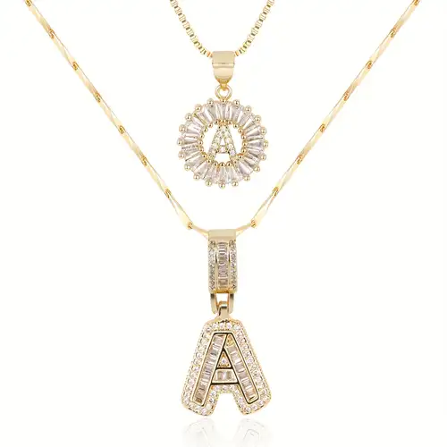 Moissanite letter initial necklace set