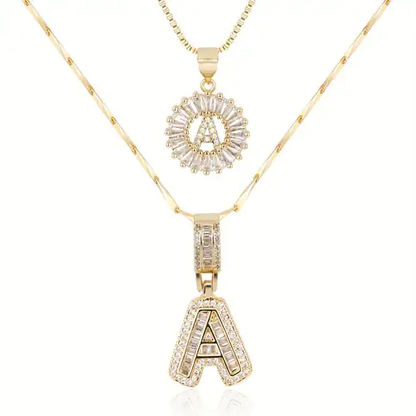 Moissanite letter initial necklace set