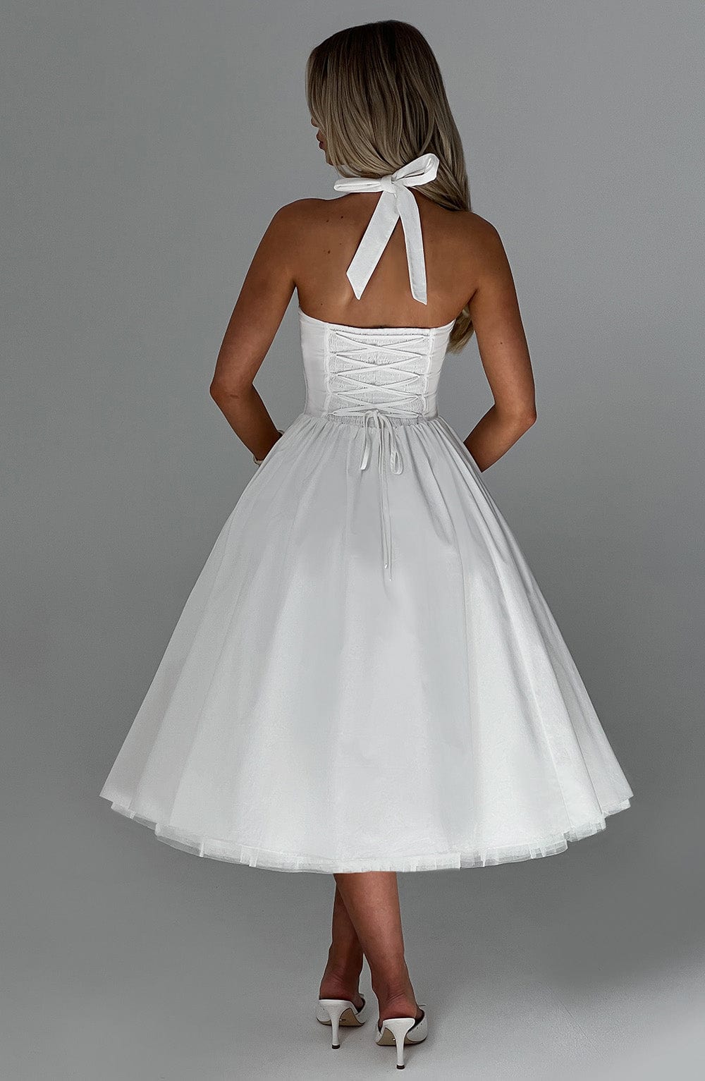 Olive Lace-up Corset Midi Dress