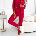 Women's Three-Piece Set with Baseball Jacket & Pants