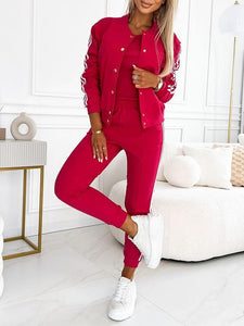 Women's Three-Piece Set with Baseball Jacket & Pants