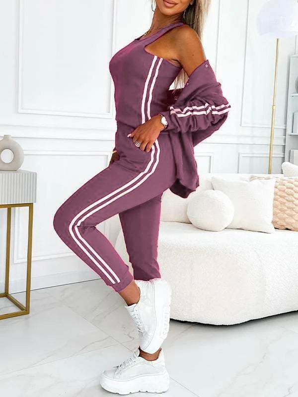 Women's Three-Piece Set with Baseball Jacket & Pants