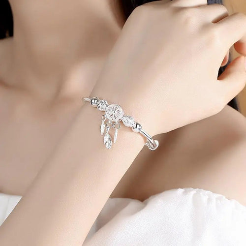 Adjustable Dreamcatcher Bracelet in 925 Silver