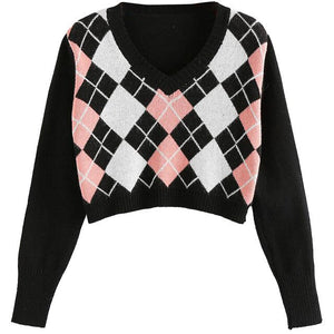 Crop Geometric Sweater