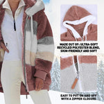 2024 Women's Faux Fur Winter Jacket with Colorblock Hood & Functional Pockets