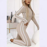 Sporty Long-Sleeve Jumpsuit with Zipper for Women